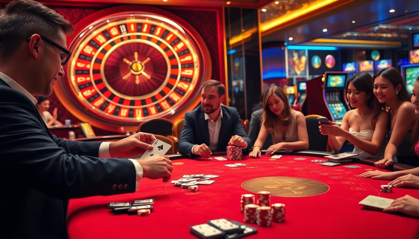 Captivating casino atmosphere showcasing game bài đổi thưởng uy tín with players engaged in high-stakes poker.