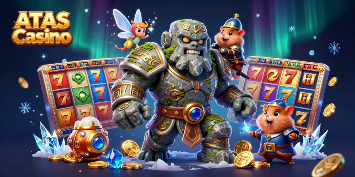Engage in thrilling gameplay at ATAS Casino with enchanting characters and vibrant slot machines.