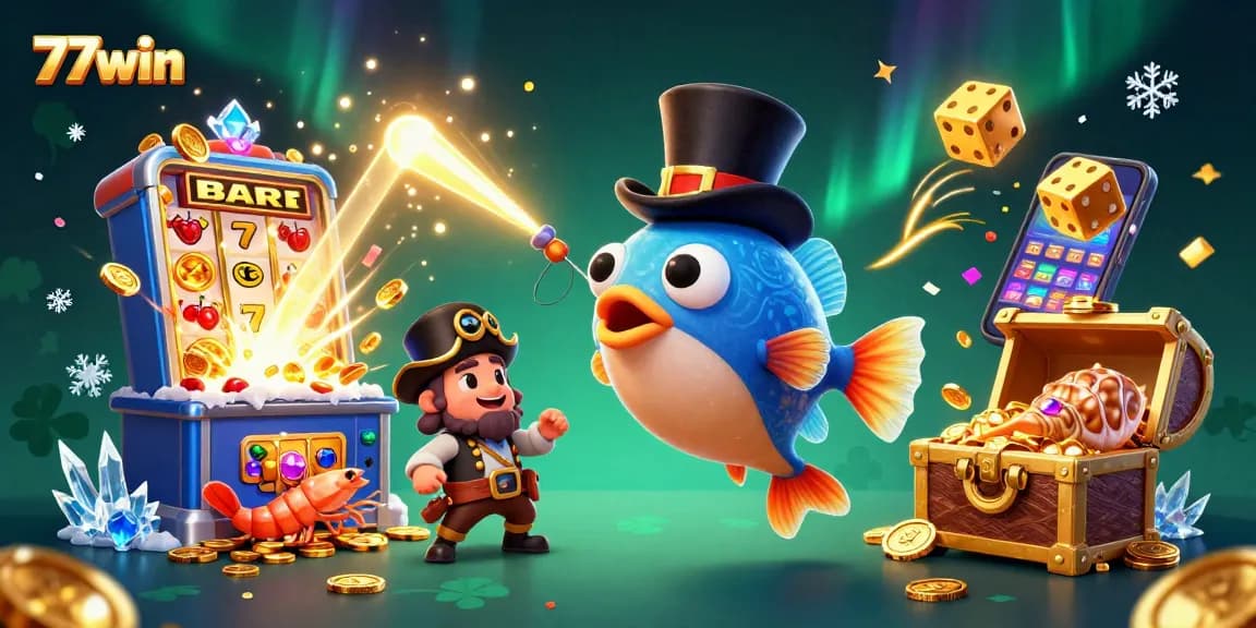 Experience exciting wins with 77win in this vibrant casino scene full of treasures and joy.