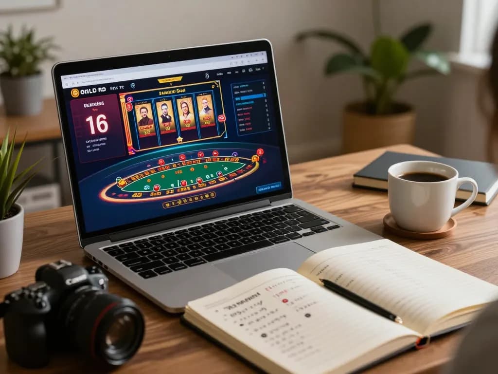 Players engaging strategies on qtr88's online casino interface at a cozy workspace