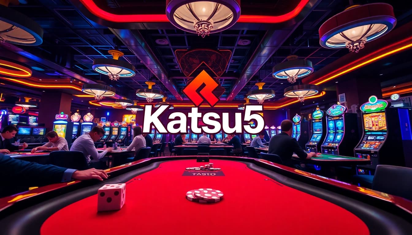 Katsu5 menampilkan permainan kasino yang penuh warna dengan pemain bersemangat.