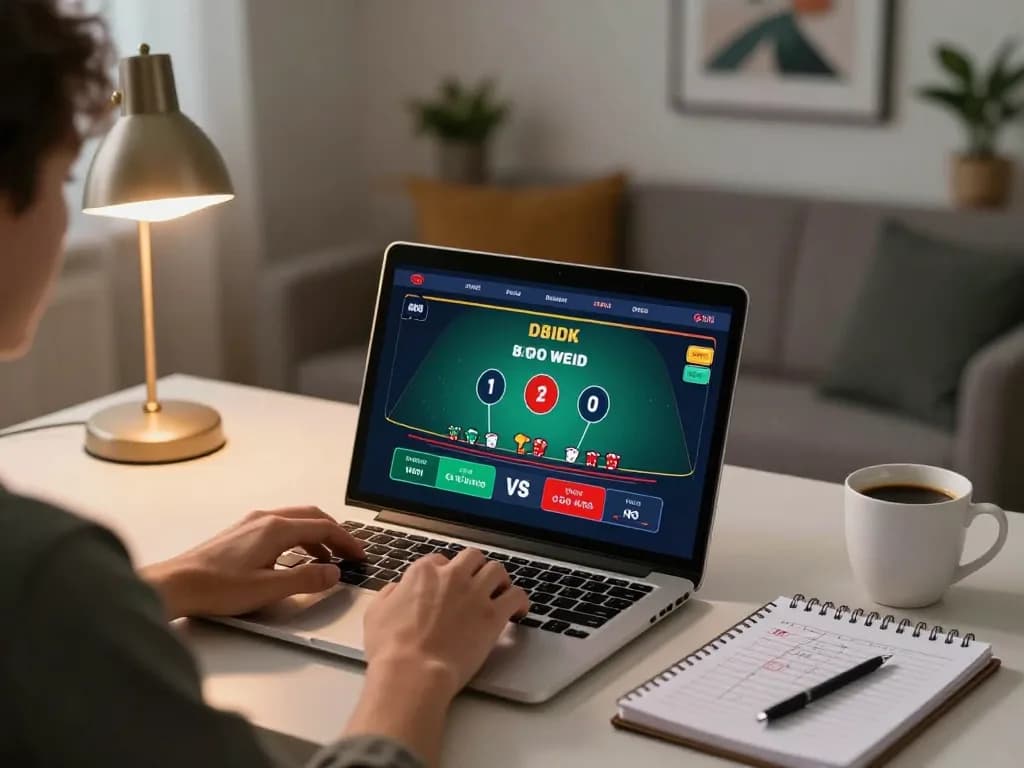 Bet on MB66 with live dealer action in a cozy home office setup, showcasing a modern gaming experience.