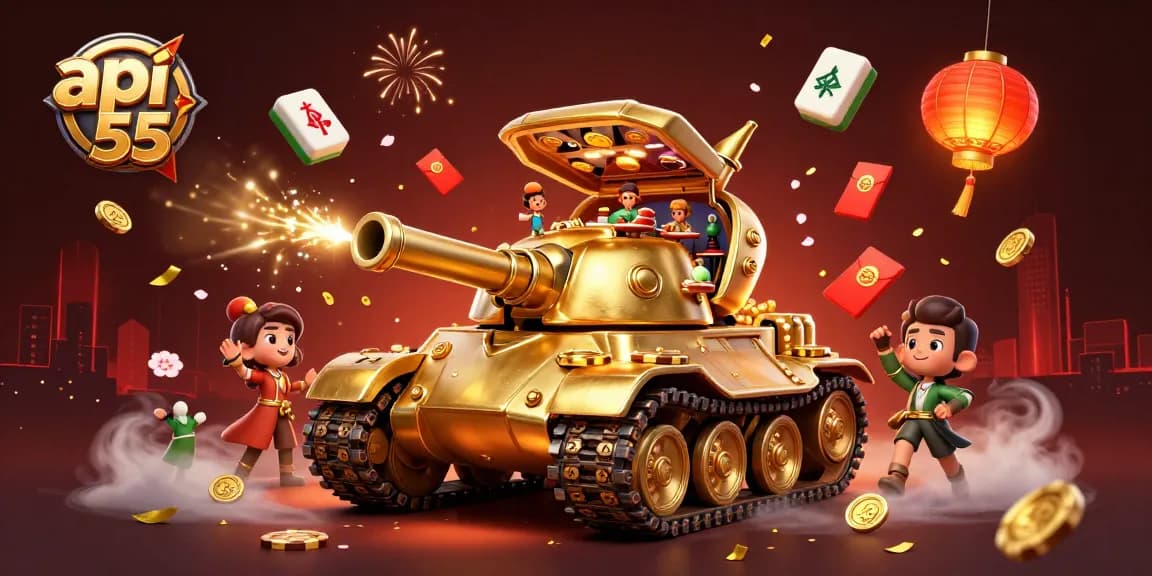Spin the reels at api 55's vibrant digital casino scene featuring a golden beetle tank.