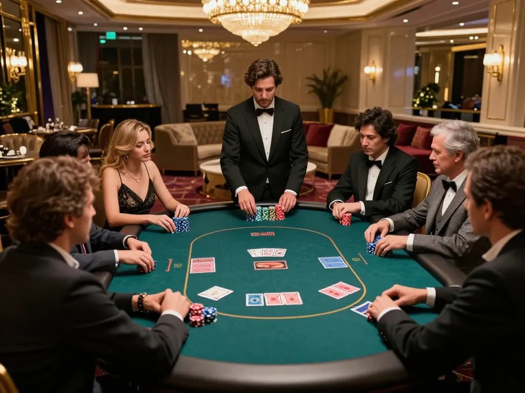 uu88 players engaging in high-stakes poker at a luxury casino