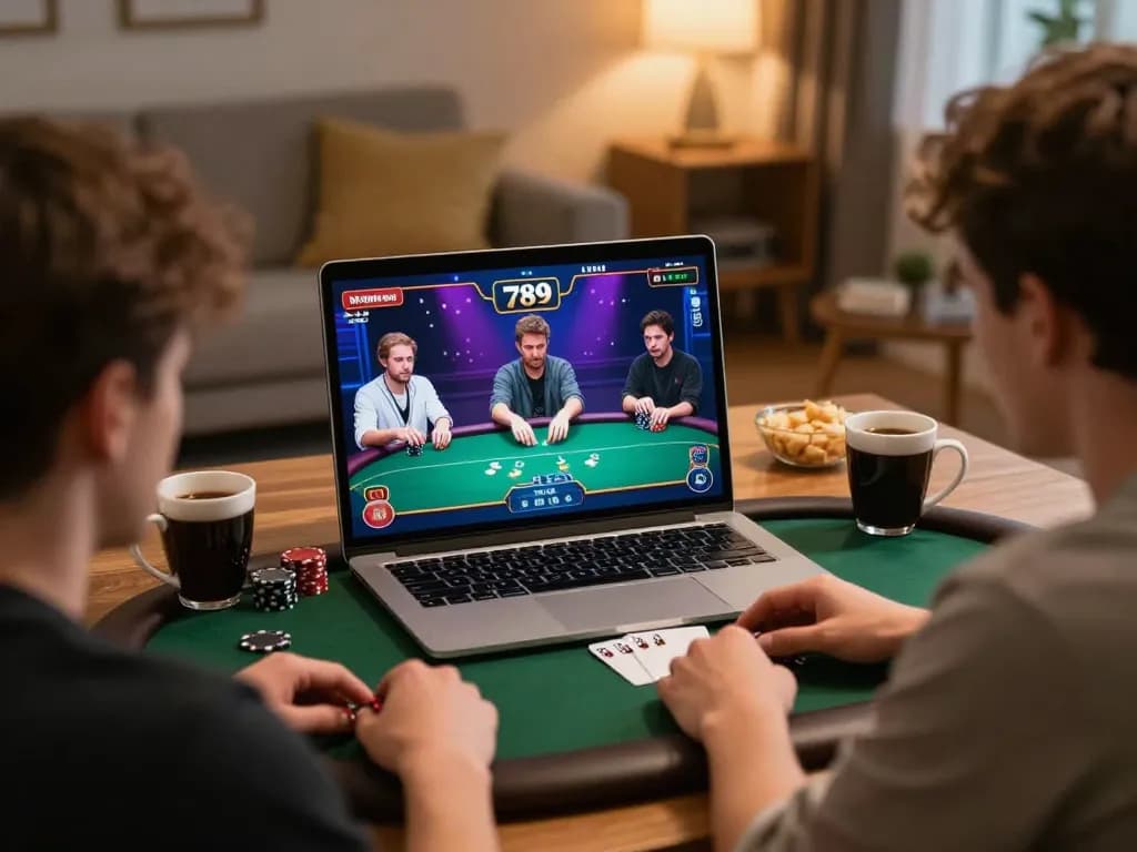 Experience the excitement of 789 poker gameplay in a cozy home setting with engaged players