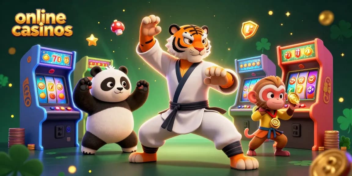 Engage with online casinos featuring a kung fu tiger, panda disciple, and a monkey with golden medal.