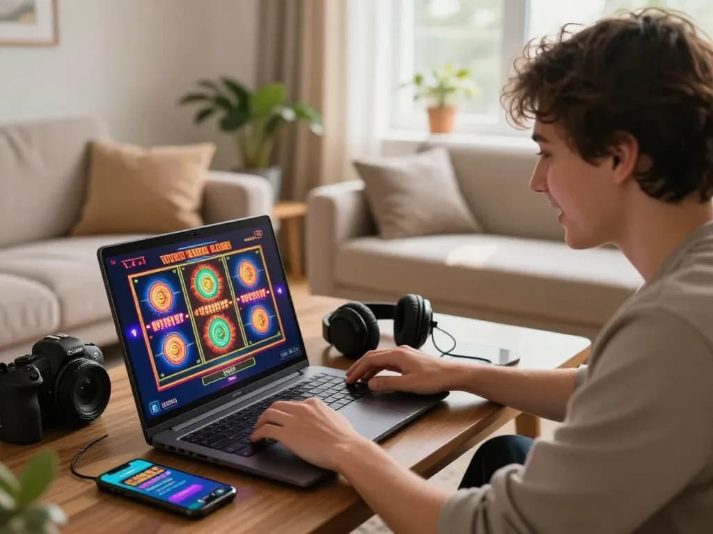 Engaged player at Nhà cái 789P enjoying immersive online slots and gaming experience.