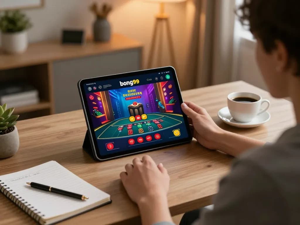 Engaging with bong99 online casino app during a home gaming session