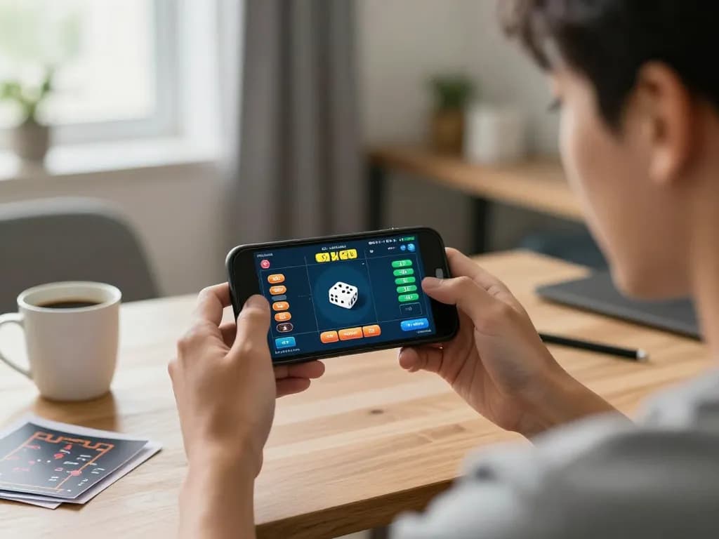 Tài xỉu online gameplay on a smartphone, showcasing dynamic betting options and dice results in an engaging home setting.