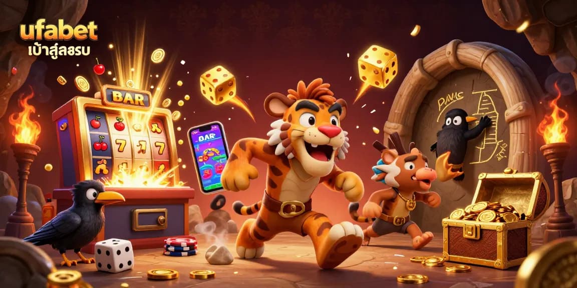 Experience exciting ufabet เข้าสู่ระบบ gaming with cartoon characters and dynamic casino elements.