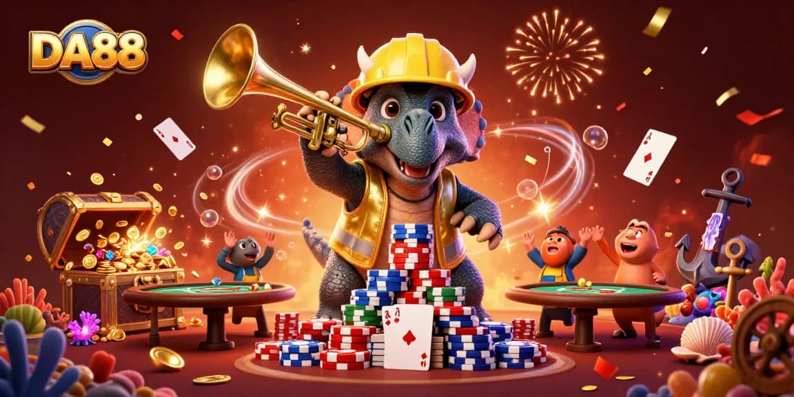 Experience exciting casino moments with DA88 through lively characters and vibrant poker elements.