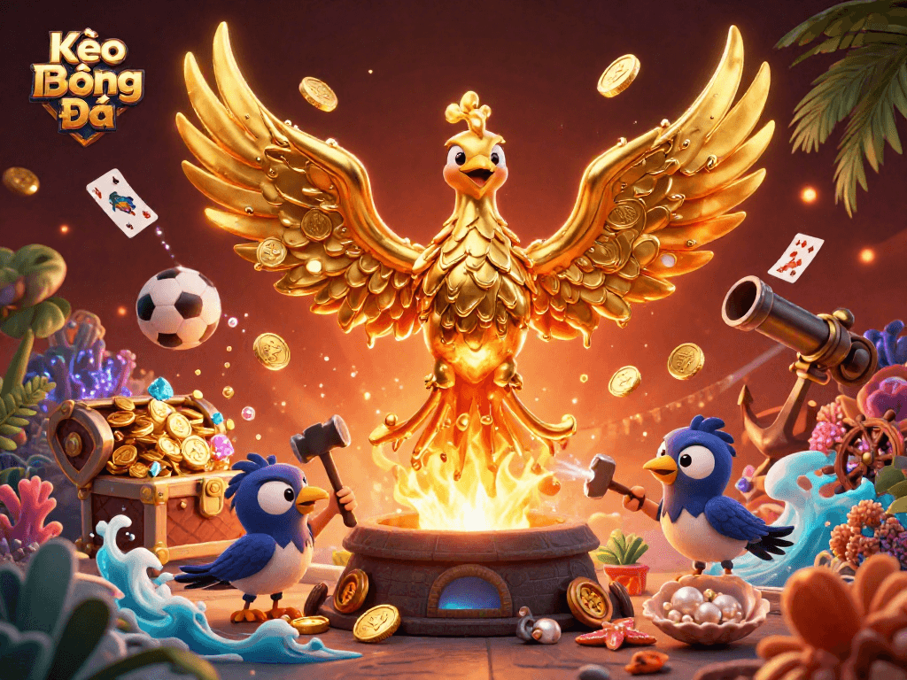 Kèo Bóng Đá bettors engage with a dynamic phoenix scene, representing sports betting exhilaration.