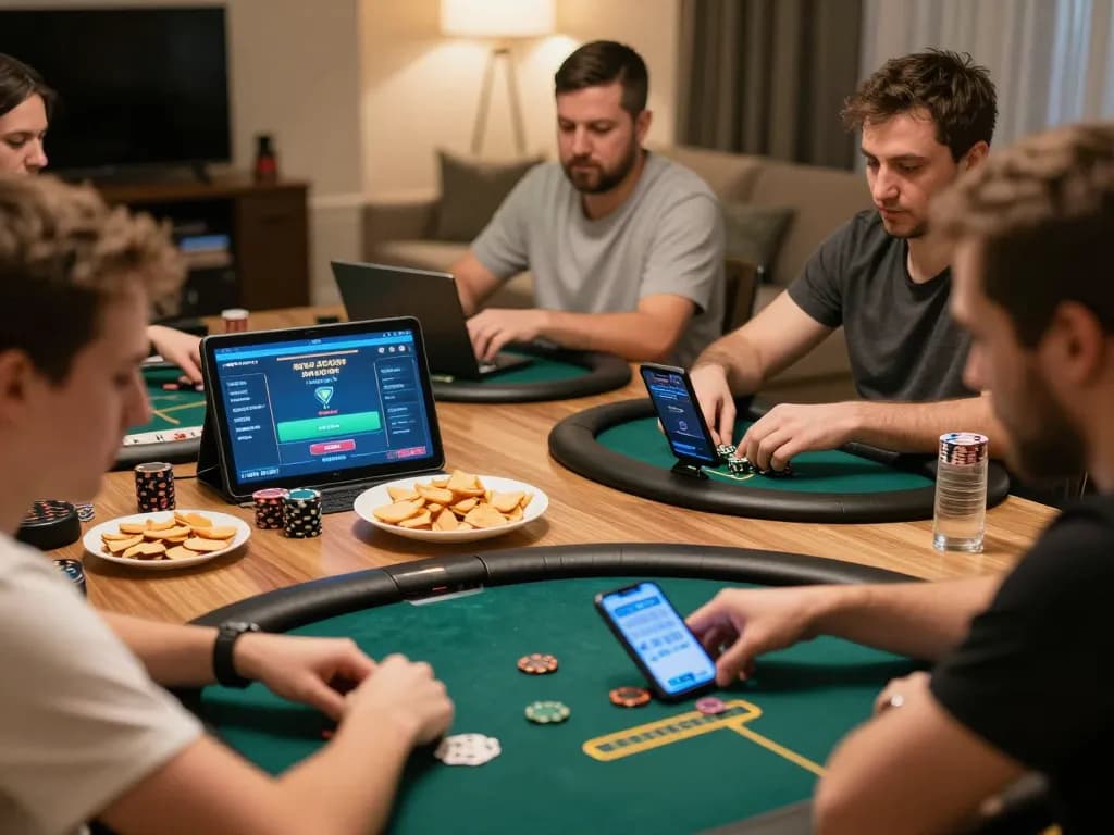 Players enjoying an engaging session on MPOSPORT poker app while embracing online strategy.