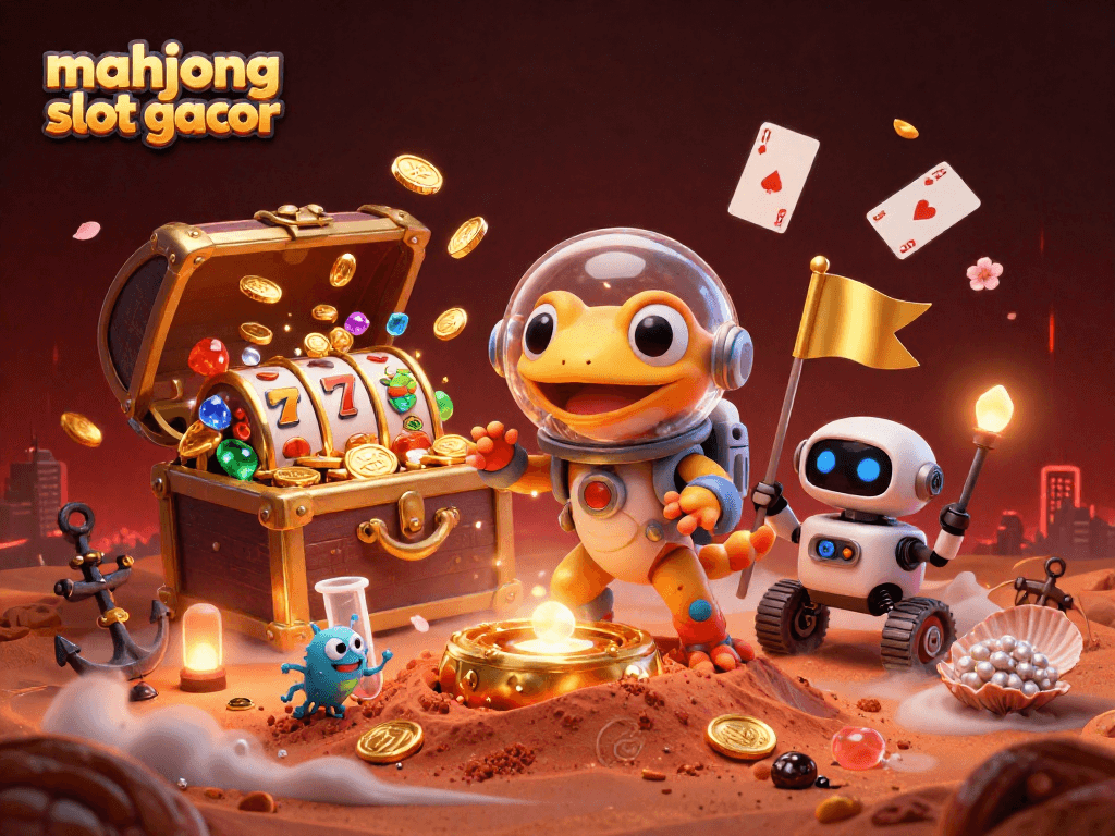 Experience the excitement of mahjong slot gacor in a vibrant alien casino scene with dynamic game elements.