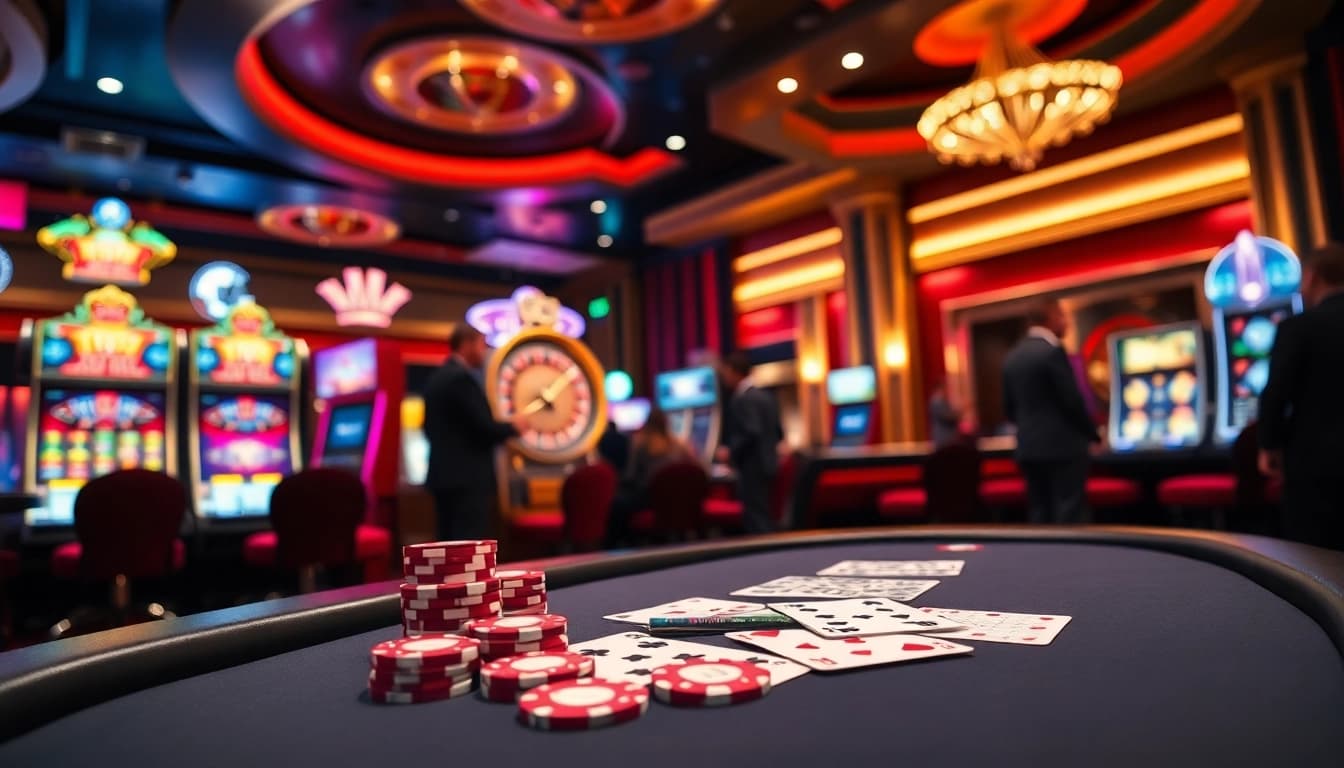 Experience high-stakes excitement with 188bet at a luxurious casino table filled with chips and cards.