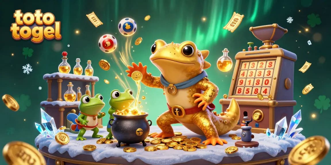 Experience the excitement of toto togel with vibrant lottery elements in a magical 3D scene.