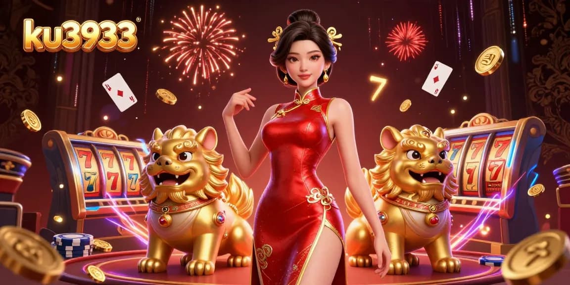 Experience thrilling wins with ku3933 in this vibrant and engaging casino illustration.
