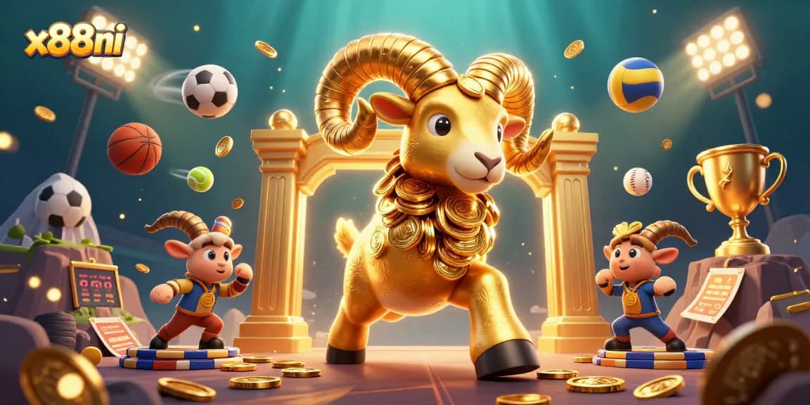 Experience thrilling wins at x88ni with exciting sports betting action in this vibrant illustration.