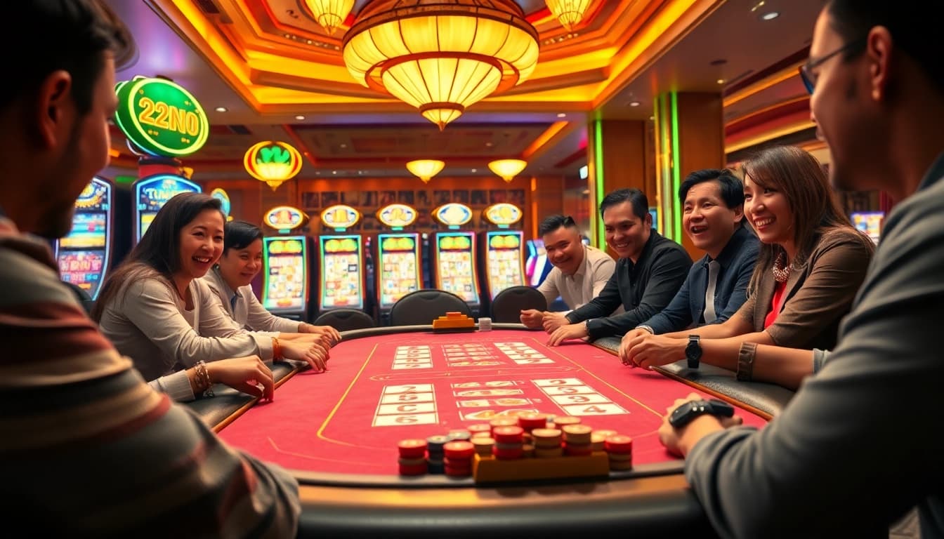 雷神2試玩遊戲刺激的賭場場景，玩家慶祝勝利的精彩瞬間。