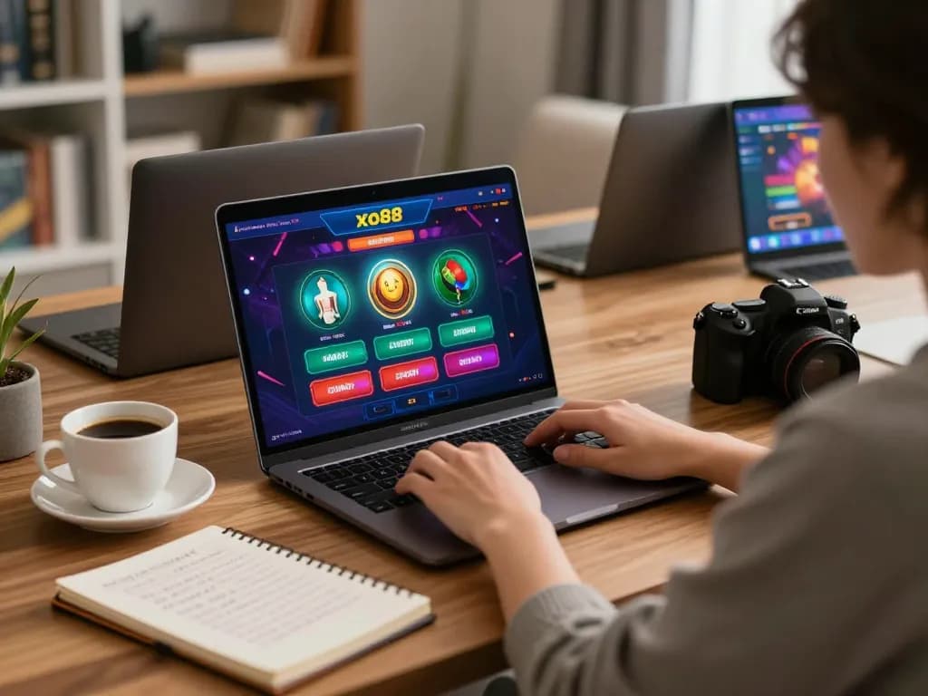 Player placing bets on xo88 online casino with warm home ambiance and strategic notes.