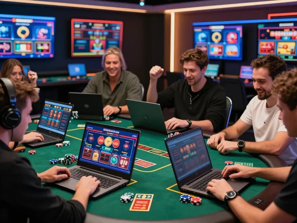 Onbet's online gaming platform showcasing players engaged in diverse casino games, creating an exciting atmosphere.