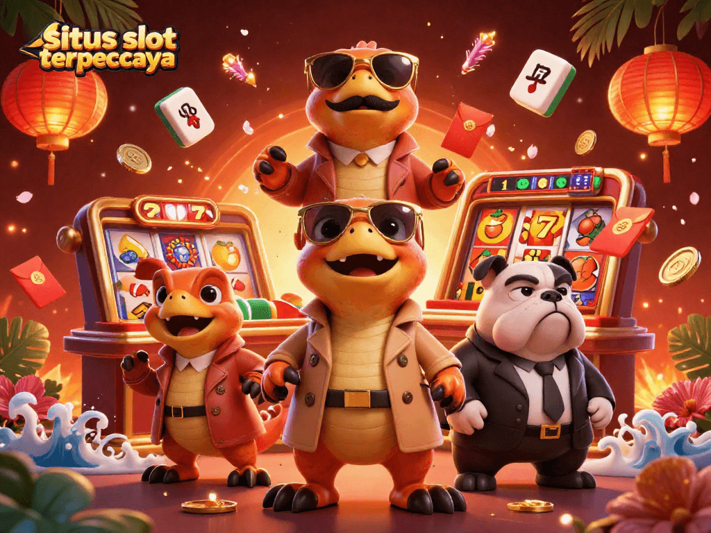 Rangkaian aksi menarik di situs slot terpercaya dengan karakter kartun 3D berpura-pura sebagai VIP di kasino.