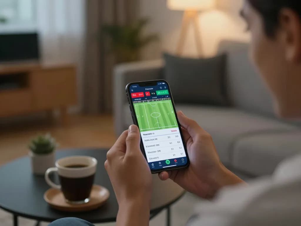 Celebrating a win on tt88 lừa dảo using a smartphone during an online sports betting session.