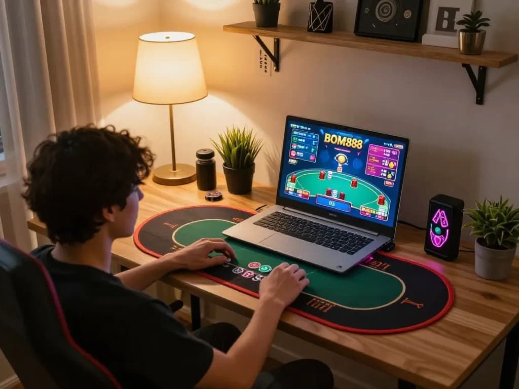 Pemain BOM88 online terlibat dalam sesi permainan yang menarik di rumah