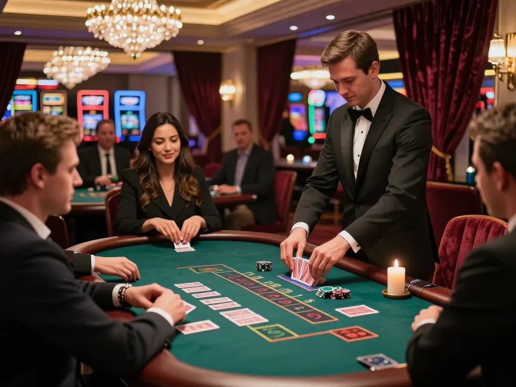 Action-packed Blackjack scene at IDCWIN where players engage strategically, showcasing betting excitement.