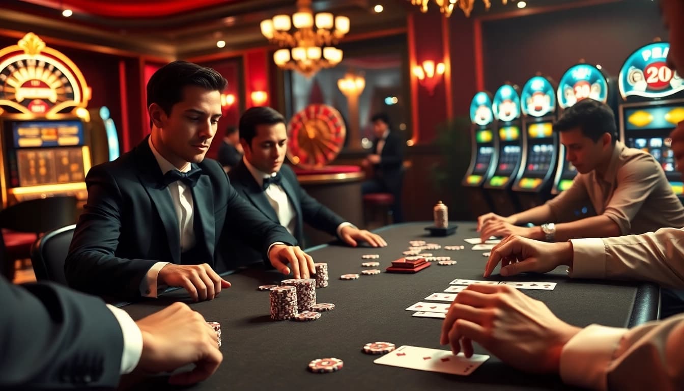 Experience the thrill of gambling at 13Win with a high-stakes poker game atmosphere.