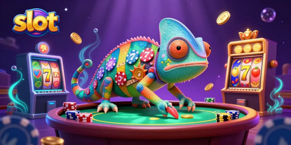 Slot yang memukau dengan chameleon kasino dan simbol menarik, menarik perhatian untuk bermain.