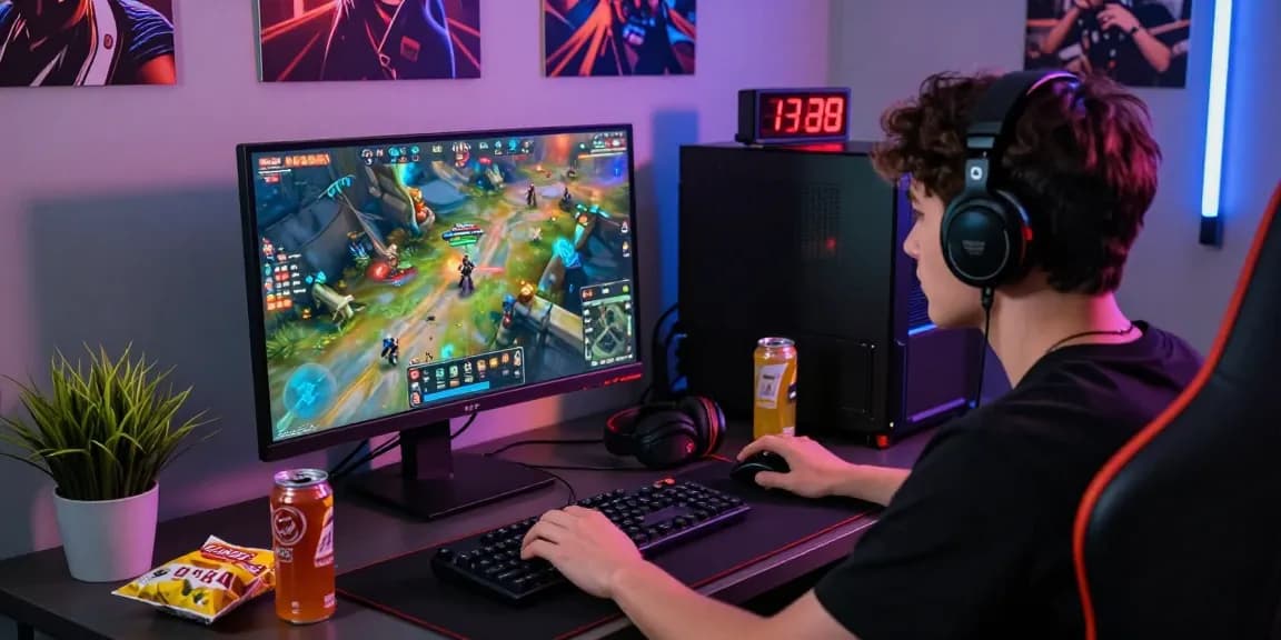 Exciting Raja Game login scene with gamer at desk, vibrant interface on screen.