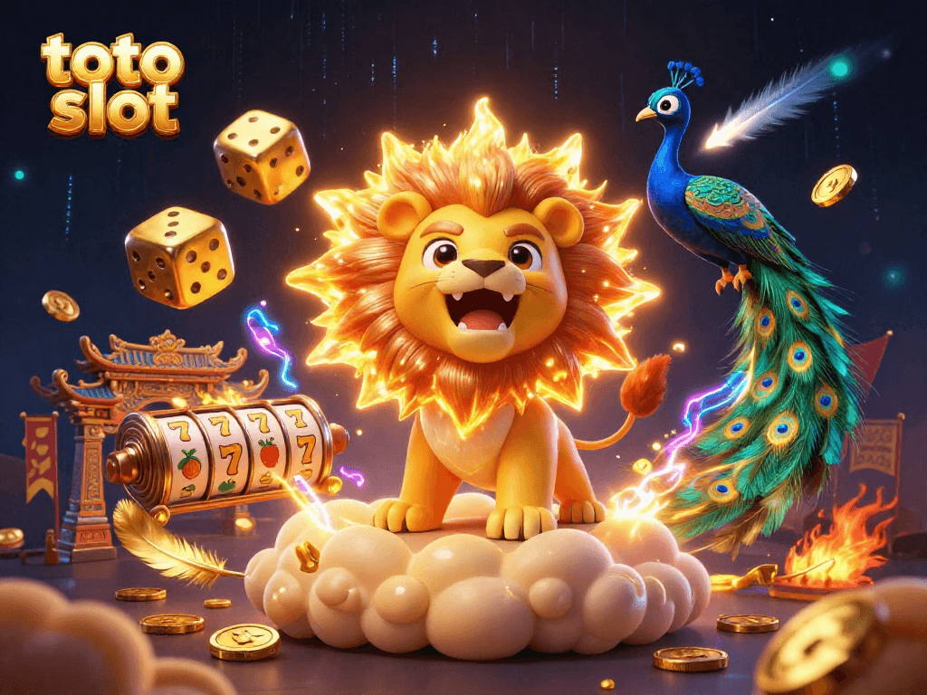 Spin the reels and win big with toto slot in this vibrant casino-themed illustration.