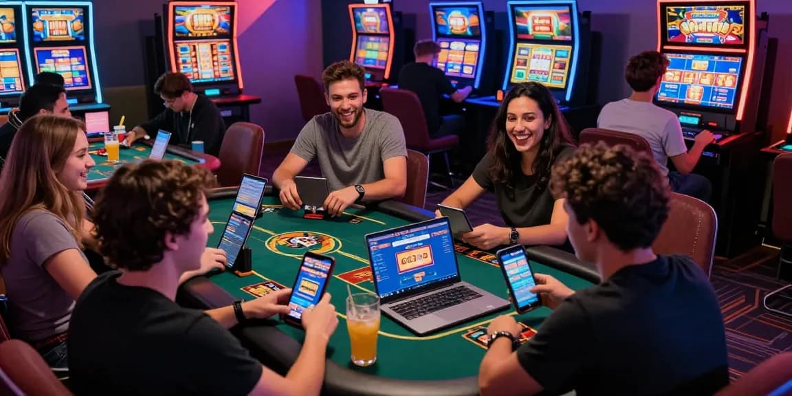 Engaging scene with friends playing casino games on https://663bet.com.pk/ in a lively lounge setting.