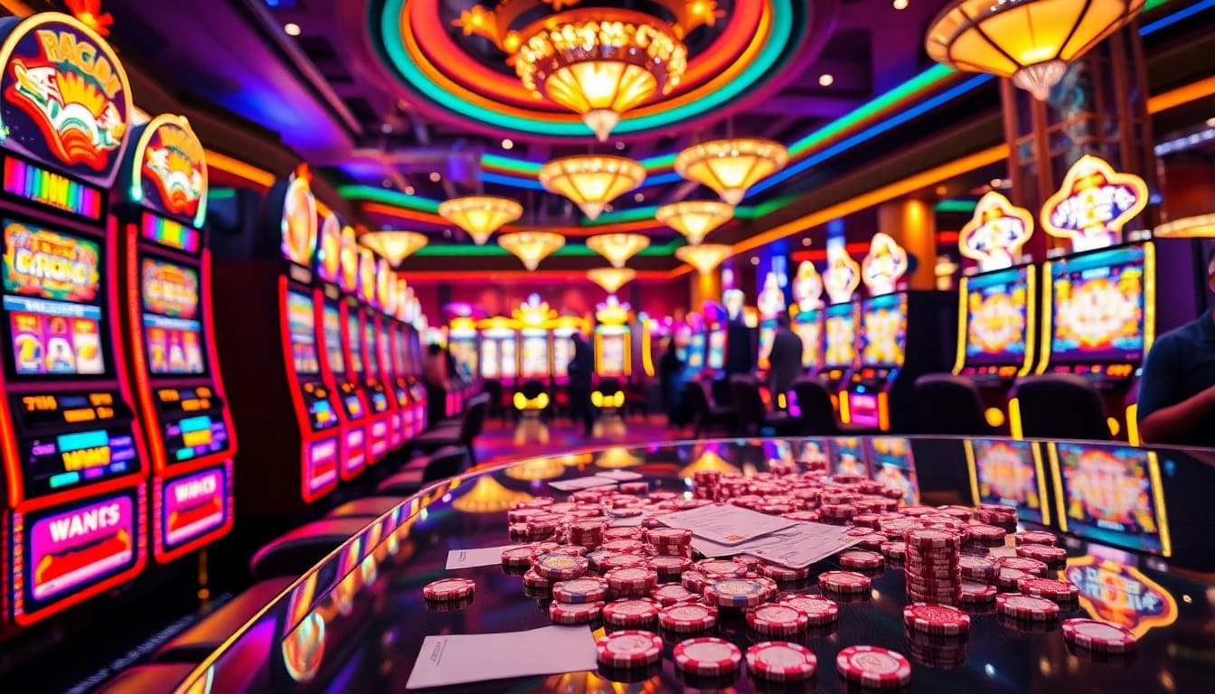 Experience the thrill of slot gacor bonus besar with excited players at vibrant casino machines.