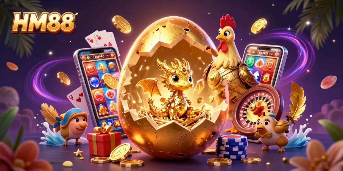 HM88 players spin for wins as a dragon guards golden treasures and casino excitement.