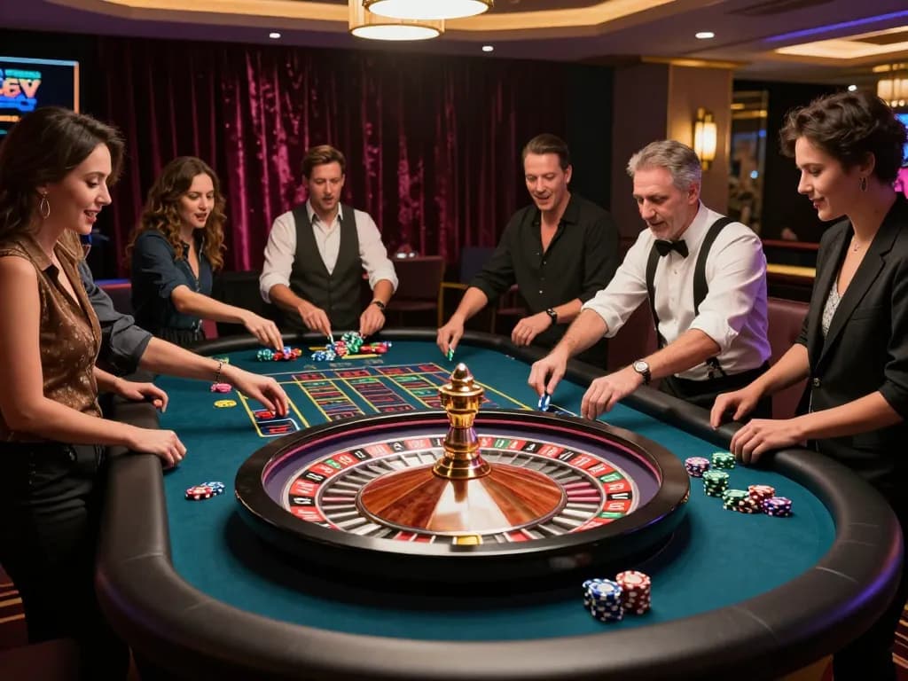A thrilling moment at alev casino as players engage with the live roulette table, showcasing excitement and strategic gameplay.