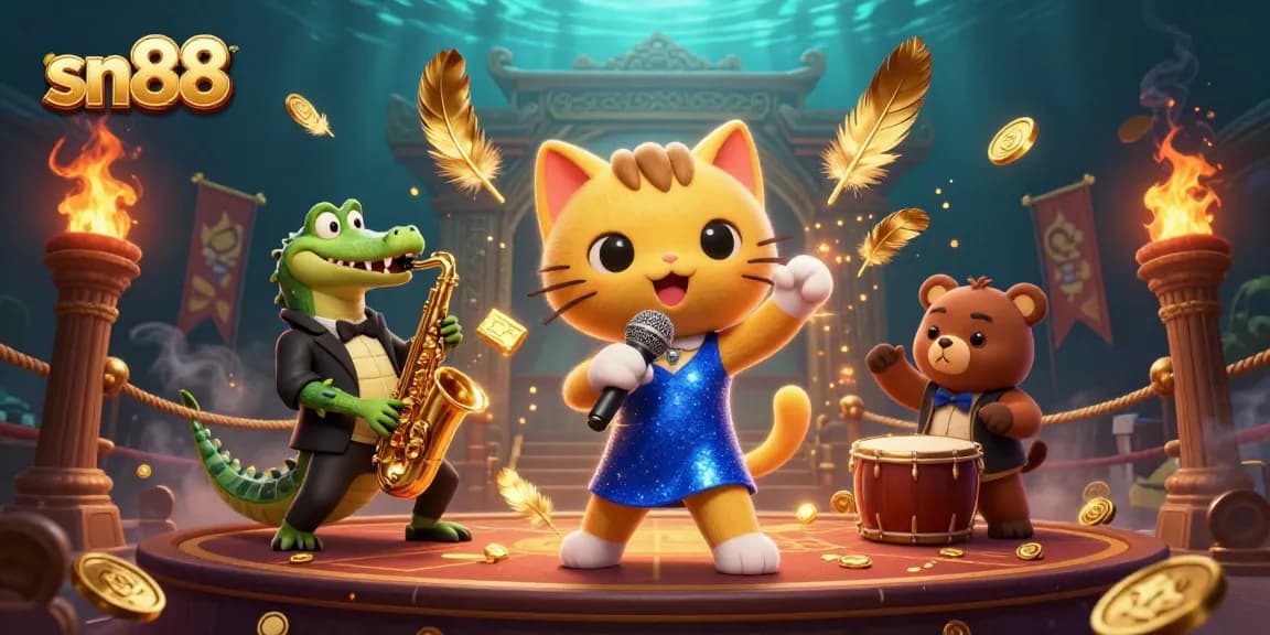 Engage players in sn88's thrilling casino experience with lively characters and vibrant atmosphere.