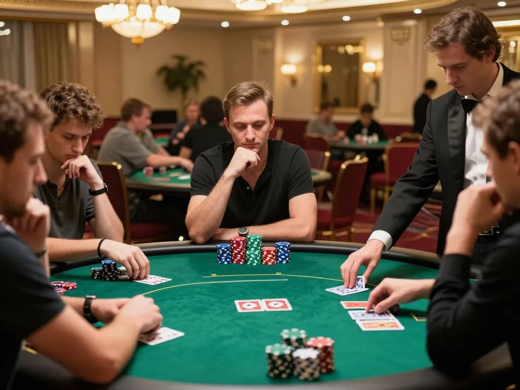 Experience strategic gameplay at 78win poker table with players making crucial decisions