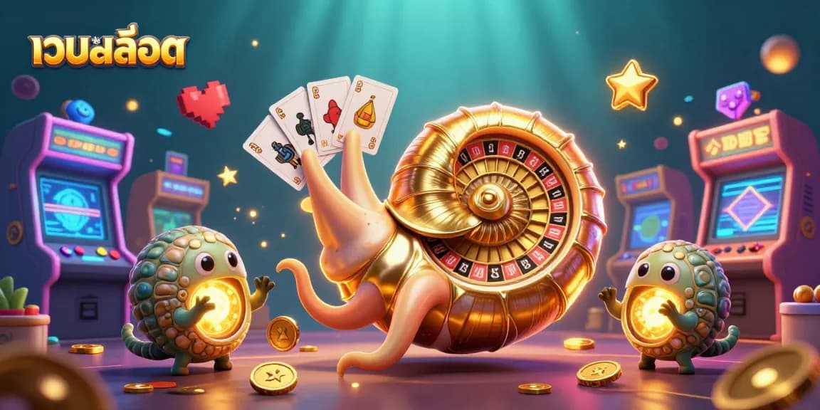 Engage with the เว็บสล็อต scene showcasing a giant nautilus roulette and vibrant gaming elements.