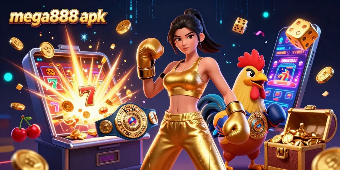 Play mega888 apk with exciting slot games and thrilling jackpots in a vibrant casino scene.