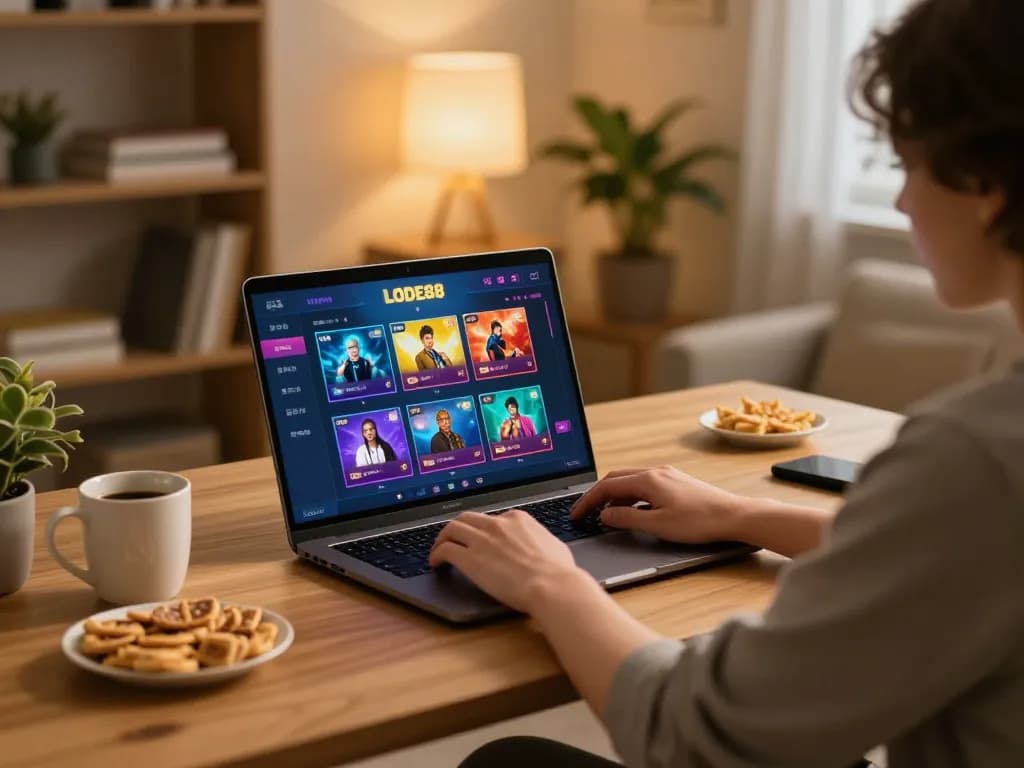 Player engaging in online gambling on LODE88, showcasing gaming interface for interactive experience