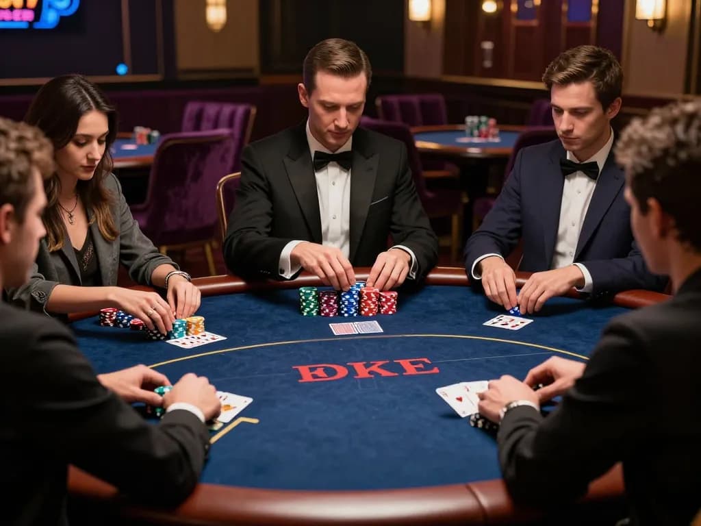 Action-packed poker scene with players engaged at a table, showcasing the excitement of 789P.