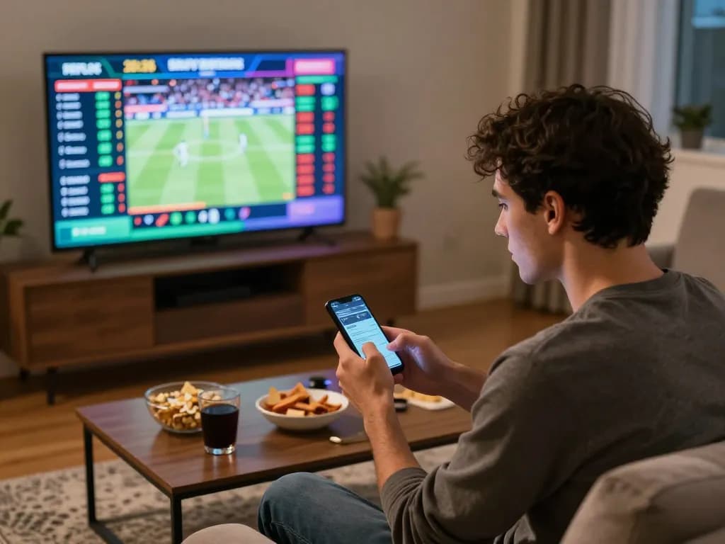 ONE88 sports betting enthusiast placing bets while watching live games at home.