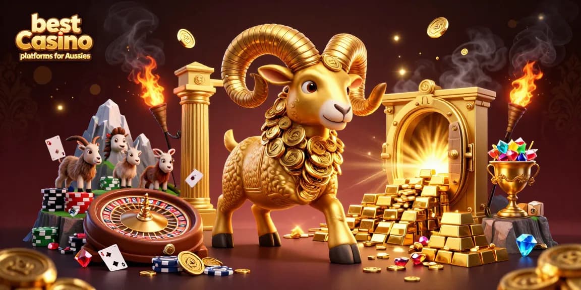 Engage with the best casino platforms for Aussies in this dynamic 3D casino illustration showcasing golden elements and gambling action.