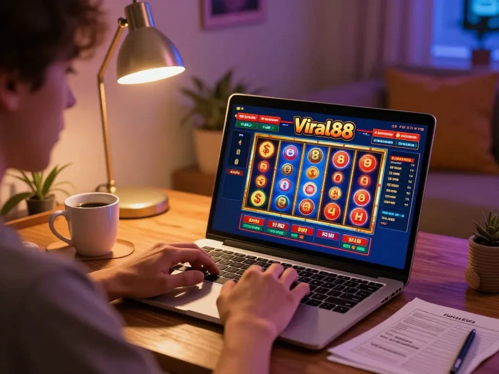 Engaging online gameplay with viral88 slot reels spinning and player strategy notes.