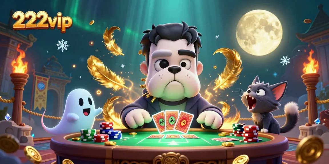 Aprimore sua experiência com 222vip ao jogar cartas nesta ilustração de cassino dinâmica com criaturas fascinantes.