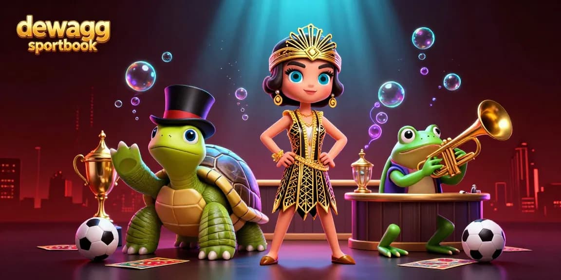 Engage with betting action at dewagg sportbook featuring themed characters and vibrant 3D elements.