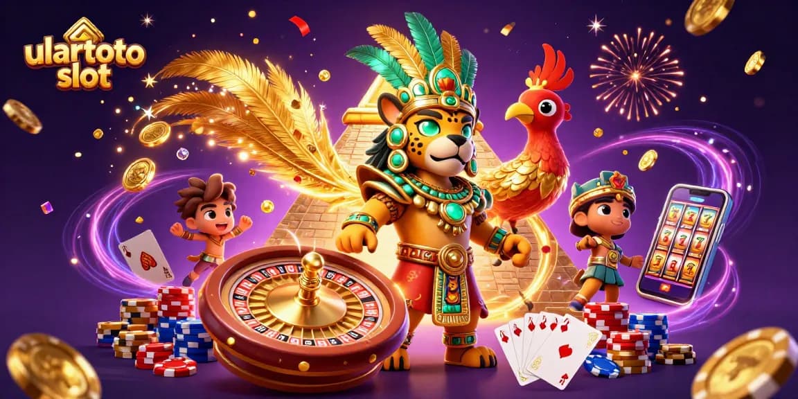 Mainkan ulartoto slot dengan simbol keberuntungan dan koin emas berkilauan.