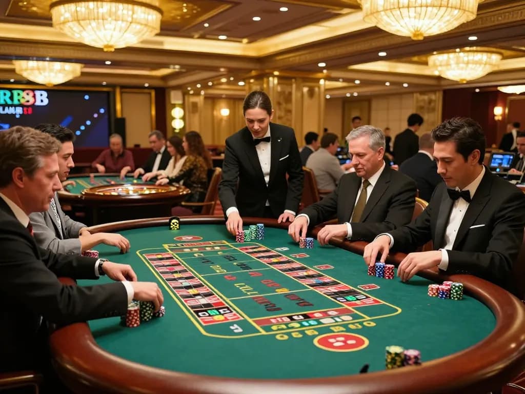 Players engaging in exciting roulette games at RR88 casino, showcasing vibrant atmosphere.